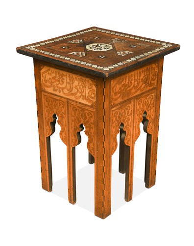 Lot 443 - An Ottoman mother of pearl inlaid wood occasional table, circa 1900
