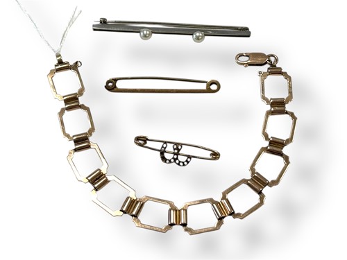 Lot 311 - A bracelet stamped ‘9CT GOLD’, together with...