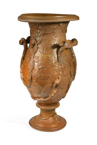 Lot 432 - A brown-glazed two-handled stoneware vase, by Jules-Claude Ziegler or Alexandre Louis, circa 1840-1850