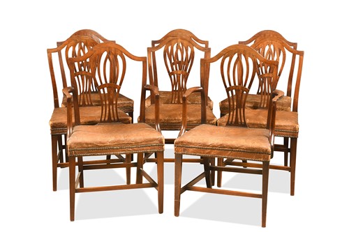 Lot 402 - A set of eight George III mahogany dining chairs