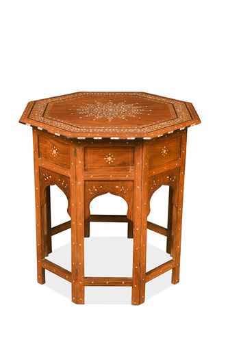 Lot 441 - A Hoshiarpur bone and ebony inlaid occasional table, circa 1900