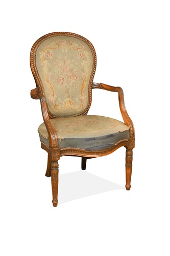 Lot 491 - A walnut open armchair, 19th century