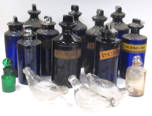 Lot 63 - A group of ten deep blue apothecary or...