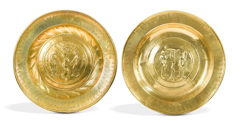 Lot 254 - A Nuremburg brass alms dish, 16th century
