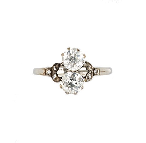 Lot 163 - A two stone diamond ring