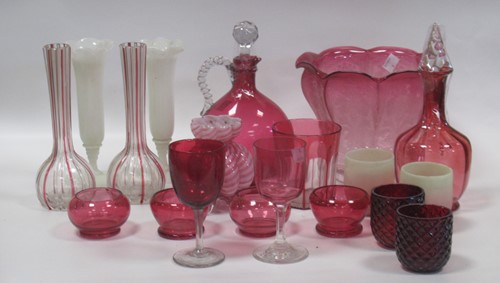 Lot 72 - A collection of cranberry glass to include...