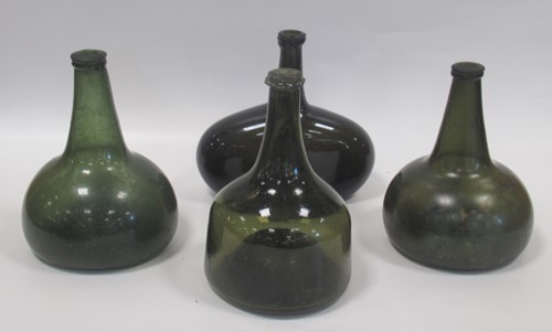 Lot 9 - Group of 18th century bottles, onion shaped...