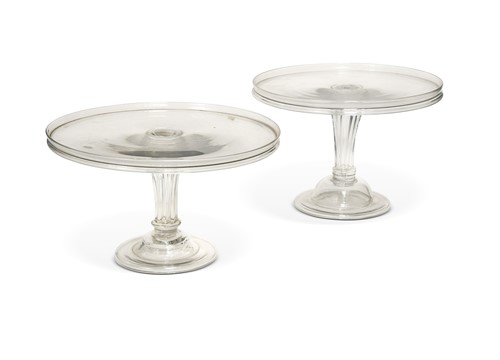 Lot 260 - Two similar George III glass tazzas