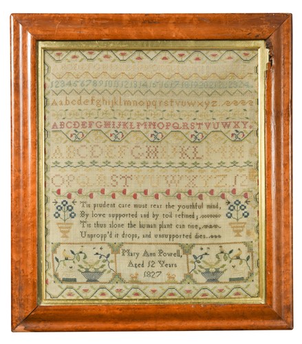 Lot 306 - A George IV needlework sampler, dated 1827
