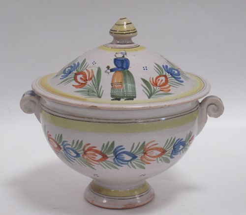 Lot 35 - A Quimper two handled tureen and cover...