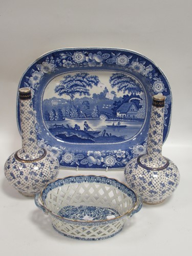Lot 229 - A 19th century creamware blue and white...