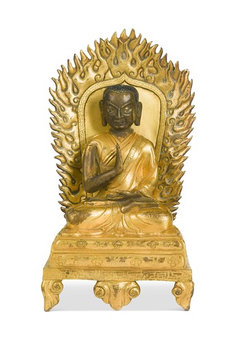 Lot 88 - A Tibetan gilt bronze and copper alloy seated monk, 18/19th century