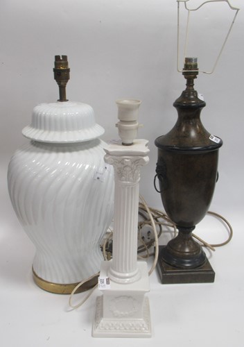 Lot 225 - A modern creamware column lamp, Italy, 42cm...