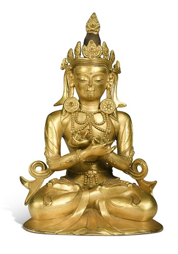 Lot 71 - A Chinese large gilt bronze seated figure of a Bodhisattva, 20th century