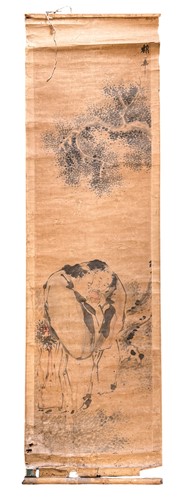 Lot 61 - A set of four Chinese scroll paintings, 19th century