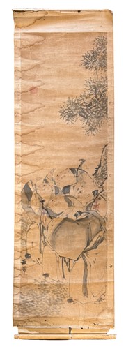 Lot 61 - A set of four Chinese scroll paintings, 19th century