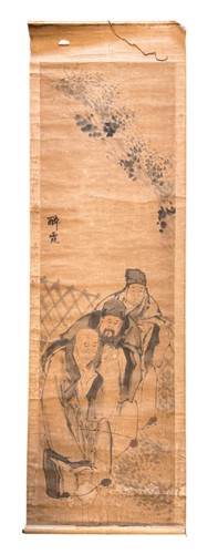 Lot 61 - A set of four Chinese scroll paintings, 19th century