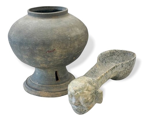 Lot 57 - A Chinese grey pottery vase, Han Dynasty