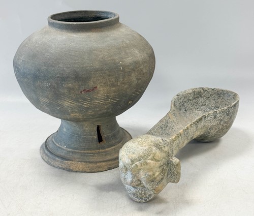 Lot 57 - A Chinese grey pottery vase, Han Dynasty