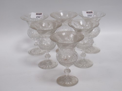 Lot 232 - Set of six antique Scottish cut glass whisky...