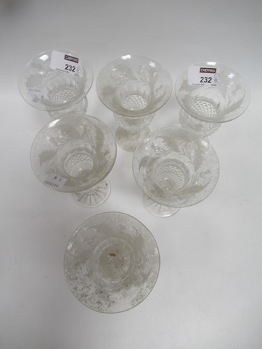 Lot 232 - Set of six antique Scottish cut glass whisky...