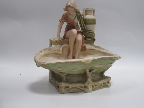 Lot 54 - Royal Dux Art Nouveau dish, female water...