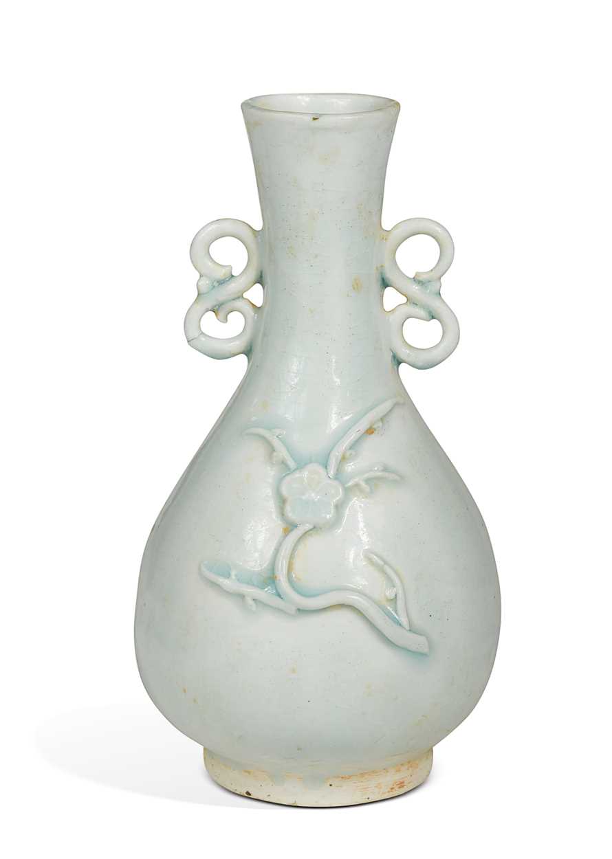 Lot 1 - A Chinese Qingbai ware plum blossom vase, Southern Song/Yuan (1279-1368), probably circa 1320