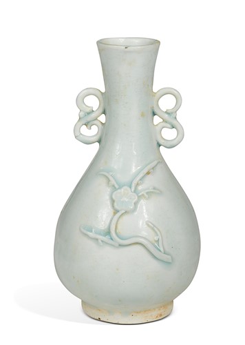 Lot 1 - A Chinese Qingbai ware plum blossom vase, Southern Song/Yuan (1279-1368), probably circa 1320