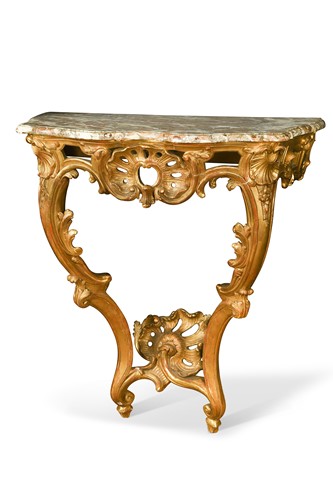Lot 459 - A Rococo style carved giltwood console table, 19th century