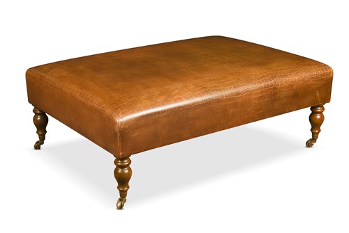 Lot 521 - A faux-crocodile leather upholstered stool, modern