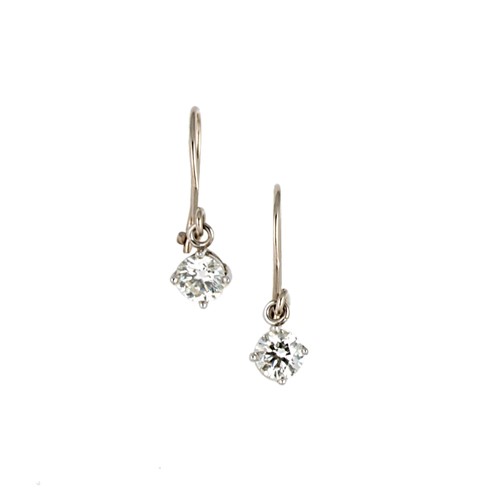 Lot 58 - A pair of diamond ear pendants