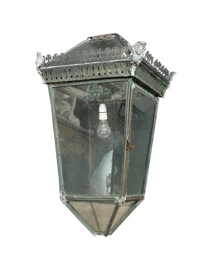 Lot 597 - A copper and glazed lantern, first half 19th century