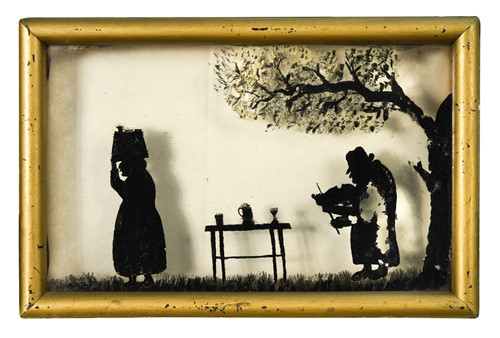 Lot 450 - Two similar framed silhouette pictures, 19th century