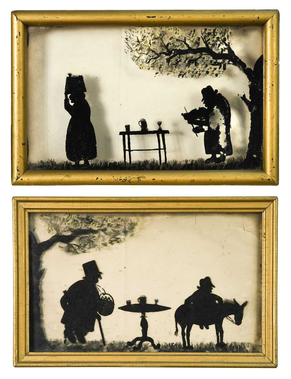 Lot 450 - Two similar framed silhouette pictures, 19th century