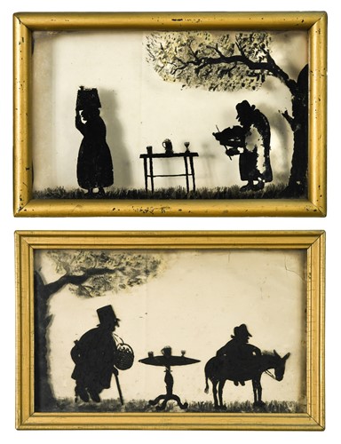 Lot 450 - Two similar framed silhouette pictures, 19th century