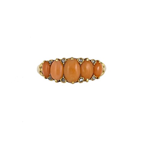 Lot 22 - A coral and diamond ring