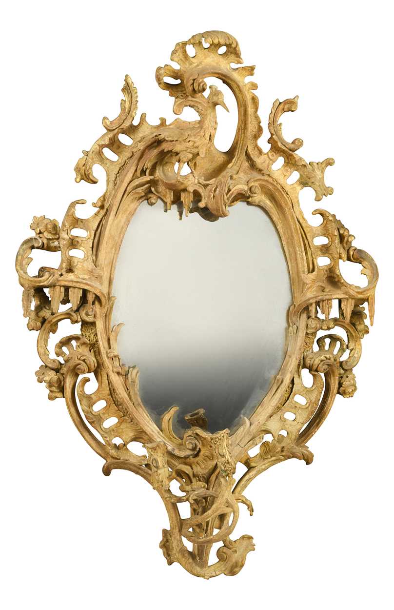 Lot A carved giltwood and gesso girandole mirror, late 18th century