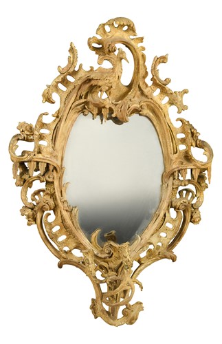 Lot A carved giltwood and gesso girandole mirror, late 18th century