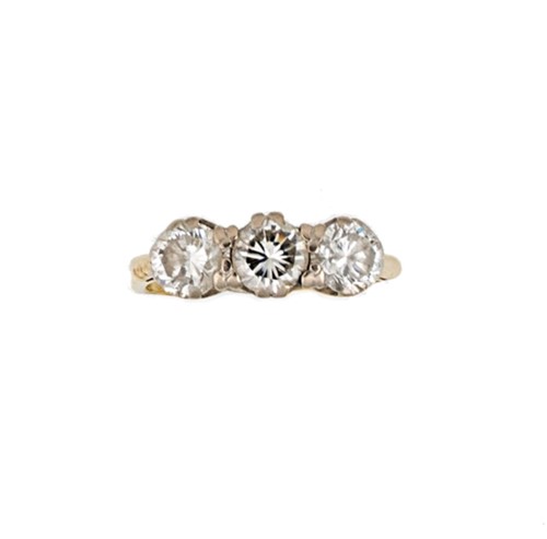 Lot 134 - An 18ct gold three stone diamond ring