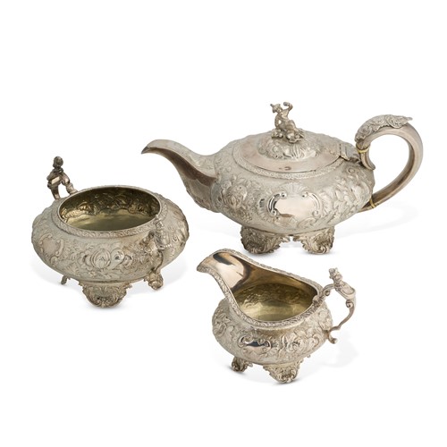 Lot 407 - A George IV silver 3-piece tea set