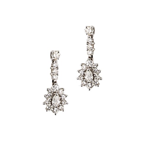 Lot 123 - A pair of diamond set ear pendants