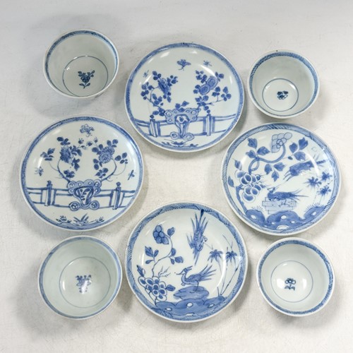 Lot 25 - Four Chinese export blue and white tea bowls and saucers from the Ca Mau cargo, 18th century