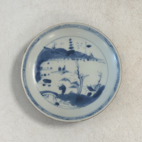 Lot 24 - Four Chinese export blue and white tea bowls and saucers from the Ca Mau cargo, 18th century