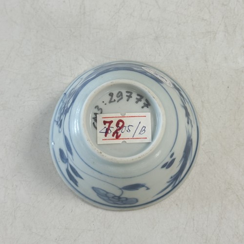 Lot 24 - Four Chinese export blue and white tea bowls and saucers from the Ca Mau cargo, 18th century
