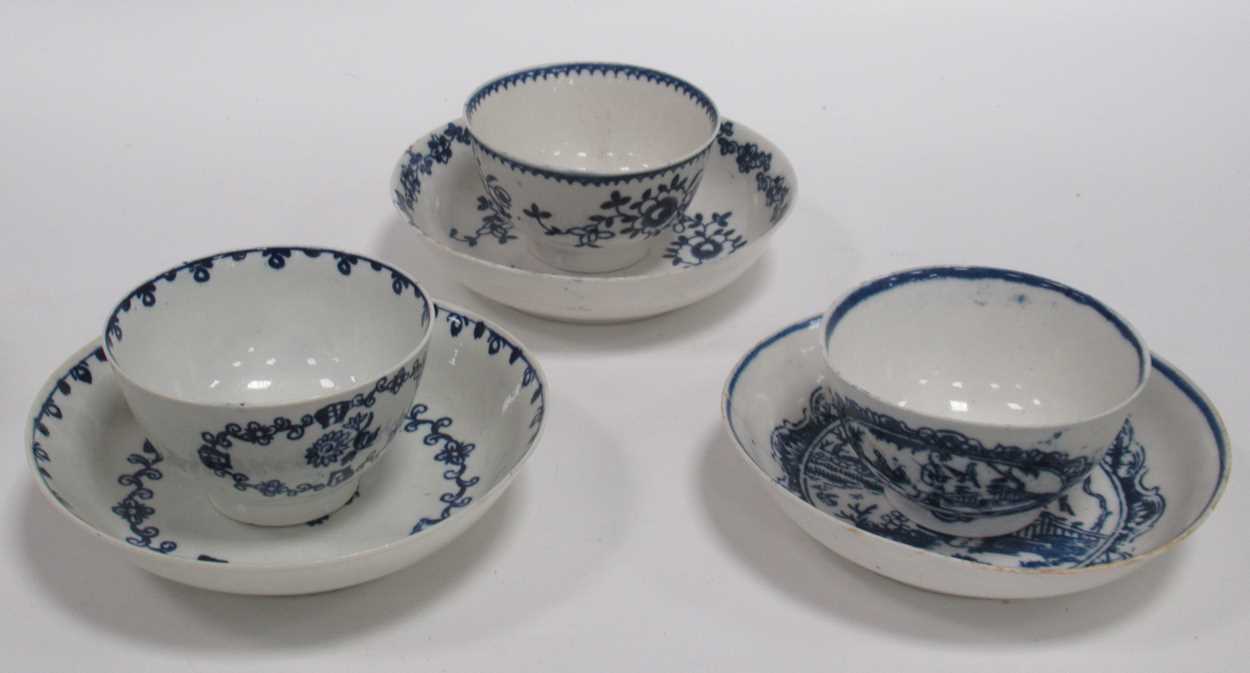 Lot 15 - Three 18th century Liverpool porcelain tea...
