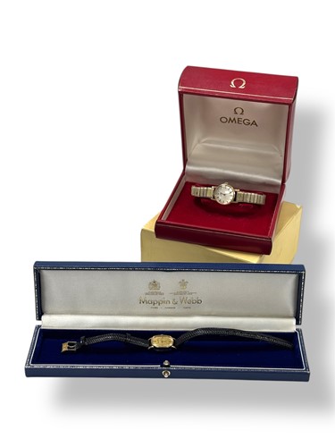 Lot 326 - A 9ct gold Omega watch on a gold-plated...