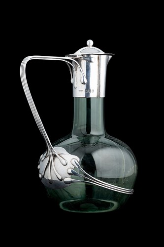 Lot 250 - Charles Robert Ashbee (1863-1942) for the Guild of Handicraft, a rare silver and glass wine decanter