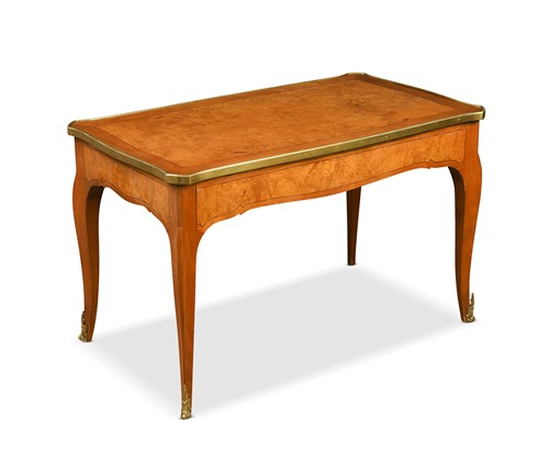 Lot 476 - A Louis XV style burr elm veneered coffee table, late 20th century