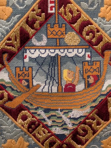 Lot 369 - Two framed needlework pictures, one for the...