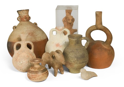 Lot 513 - A group of ancient terracotta and other vessels and objects